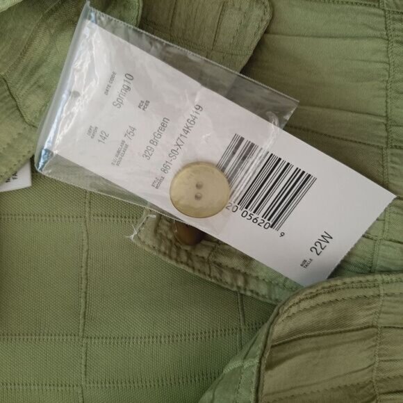 CARROLL REED Textured Crinkled Stitched Button Down Blazer Jacket Green Sz 22 W - Picture 12 of 12